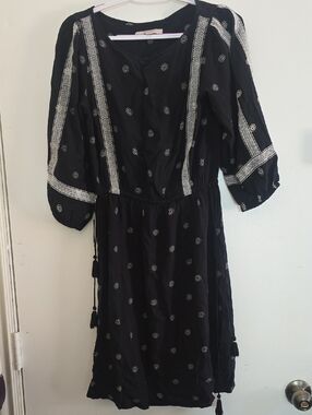 LOFT Black Dress with White Flowers